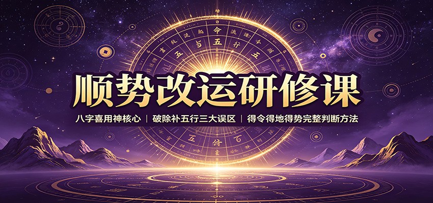 顺势改运研修课：八字喜用神核心，破除补五行三大误区，得令得地得势完整判断方法-知创网