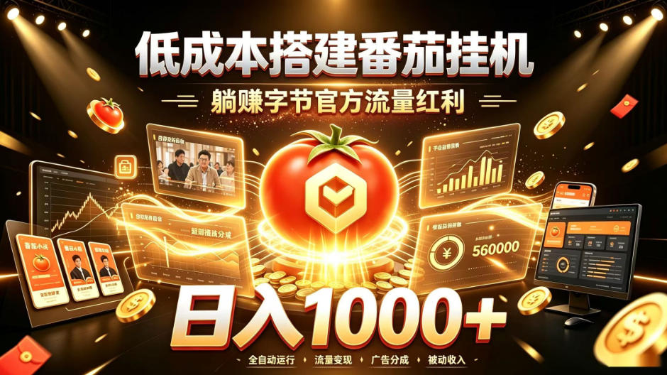低成本搭建番茄挂G，躺賺字节官方流量红利，日入1k+，全程傻瓜式落地【揭秘】-知创网