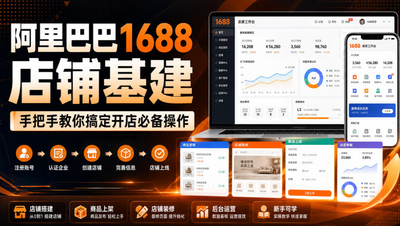 阿里巴巴1688店铺基建,手把手教你搞定开店必备操作(更新8月)-知创网