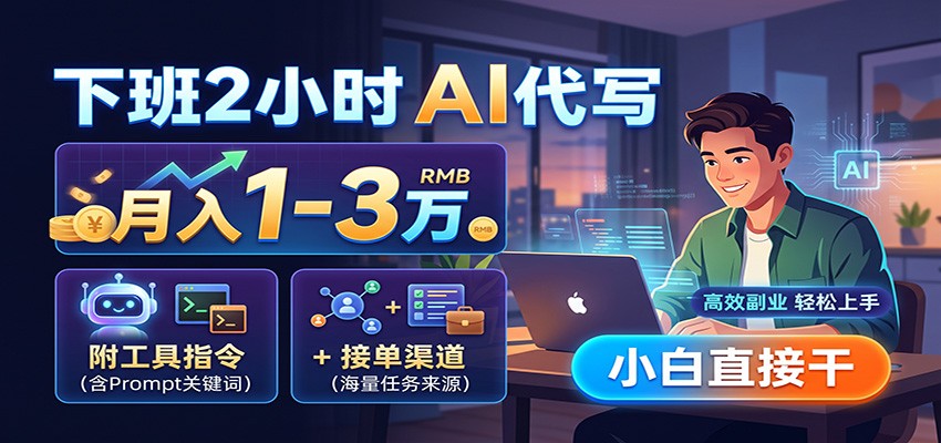 下班2小时AI代写，月入1-3万，附工具指令+接单渠道，小白直接干-知创网
