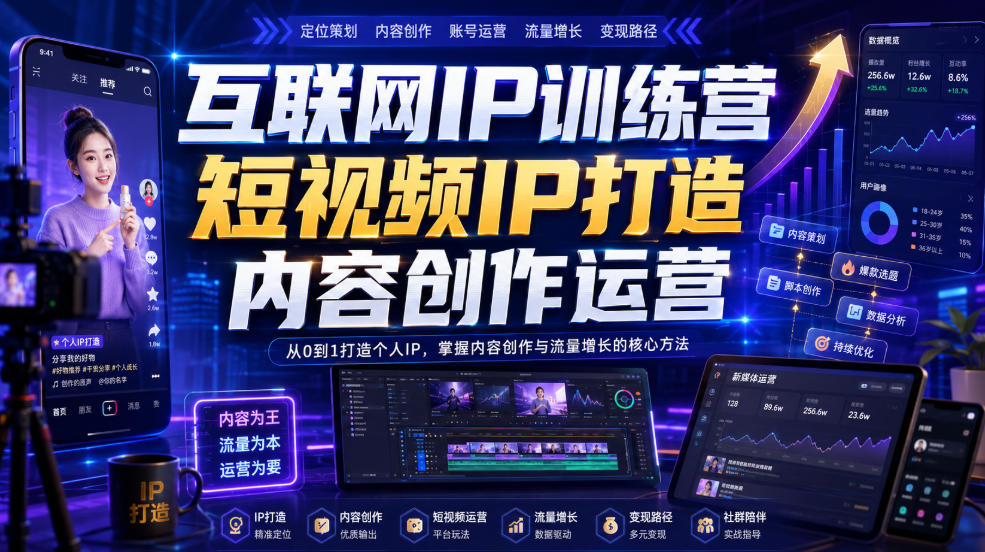 互联网IP训练营,短视频IP打造,内容创作运营-知创网