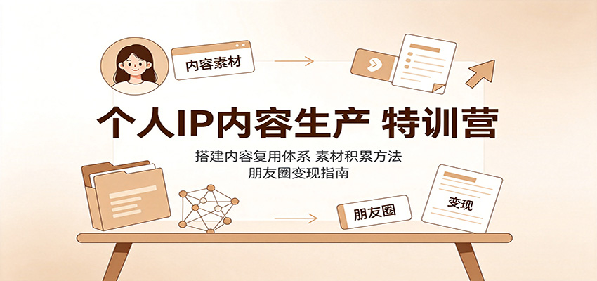 个人IP内容生产特训营：搭建内容复用体系，素材积累方法，朋友圈变现指南-知创网