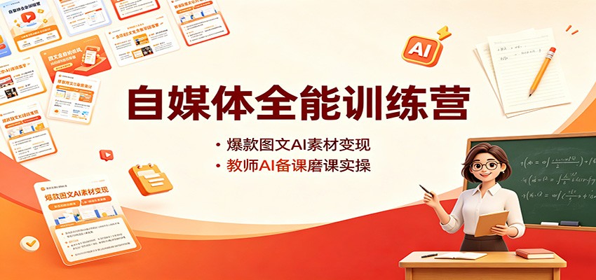 自媒体全能训练营：爆款图文AI素材变现，教师AI备课磨课实操-知创网