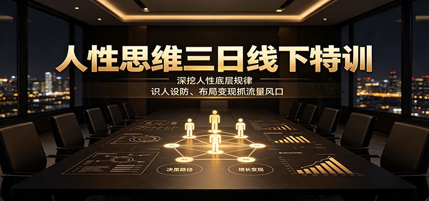 人性思维三日线下特训：深挖人性底层规律，识人设防、布局变现抓流量风口-知创网