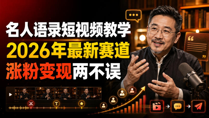 名人语录短视频教学,2026年最新赛道,涨粉变现两不误-知创网