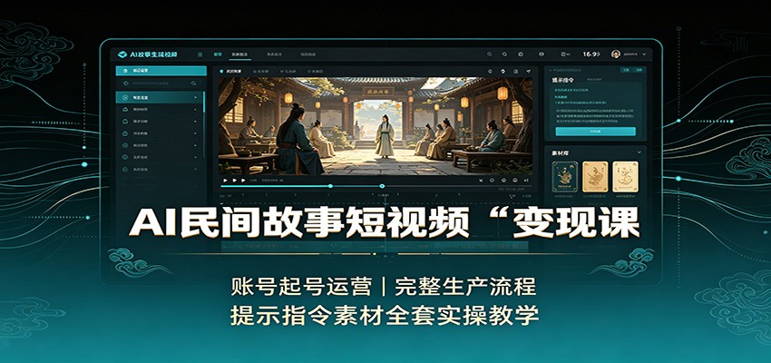 AI民间故事短视频变现课:账号起号运营,完整生产流程,提示指令素材全套实操教学-知创网