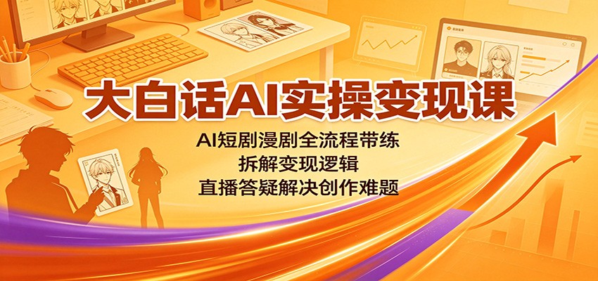 大白话AI实操变现课：AI短剧漫剧全流程带练，拆解变现逻辑，直播答疑解决创作难题-知创网
