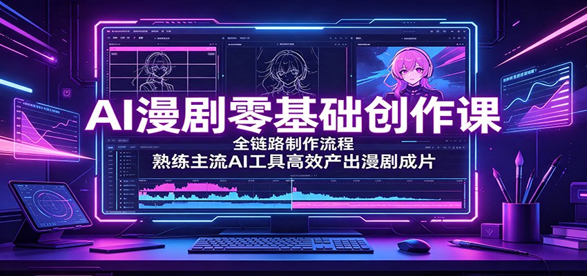 AI漫剧零基础创作课:全链路制作流程,熟练主流AI工具高效产出漫剧成片-知创网