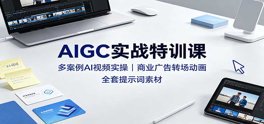 AIGC实战特训课:多案例AI视频实操,商业广告转场动画,全套提示词素材-知创网