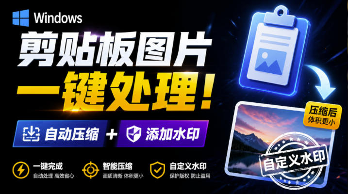 Windows剪贴板复制图片后，体积会暴涨数百倍？剪贴板图片一键自动压缩及添加水印工具-知创网