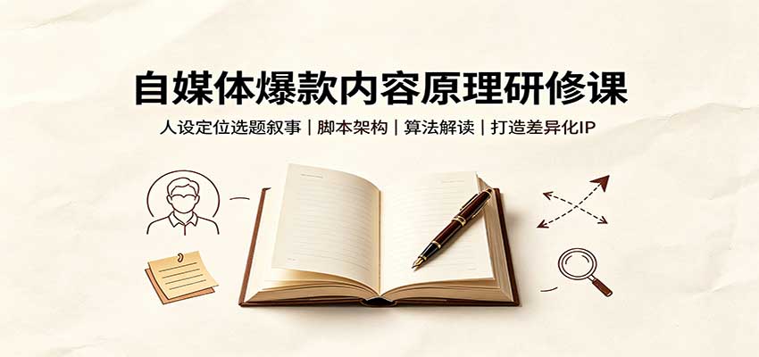 自媒体爆款内容原理研修课：人设定位选题叙事，脚本架构，算法解读打造差异化IP-知创网