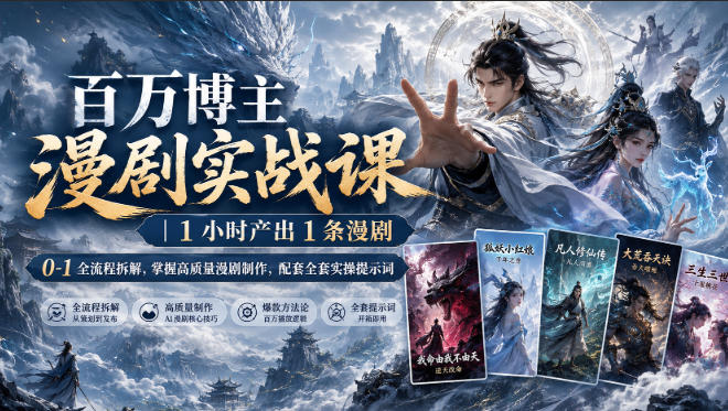 百万博主漫剧实战课｜1小时产出1条漫剧，0‑1全流程拆解，掌握高质量漫剧制作，配套全套实操提示词-知创网