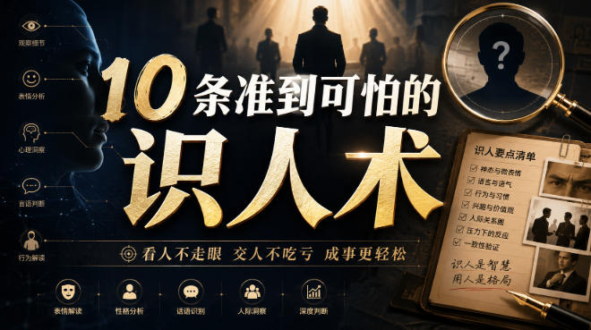 付费文章：10条准到可怕的识人术-知创网