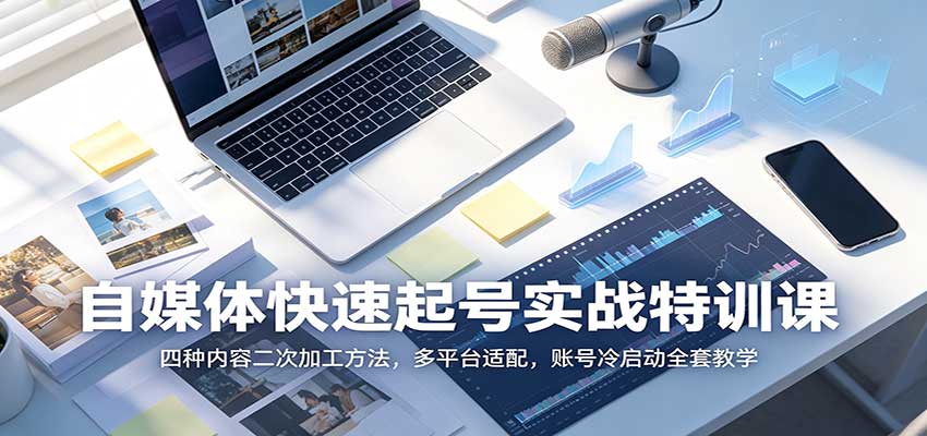 自媒体快速起号实战特训课：四种内容二次加工方法，多平台适配，账号冷启动全套教学-知创网