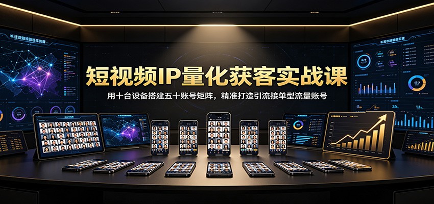 短视频IP量化获客实战课:用十台设备搭建五十账号矩阵,精准打造引流接单型流量账号-知创网