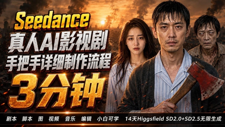 3分钟真人AI影视剧怎么做？SD 2.0手把手完整制作流程｜Higgsfield 14天SD 2.0/2.5无限生成-知创网