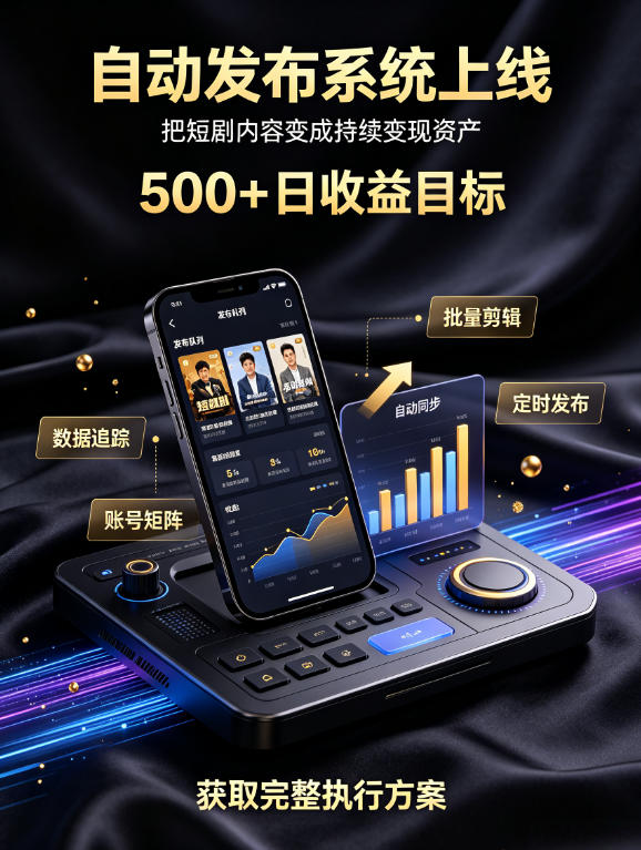 还在找靠谱线上副业？快手短剧项目，全程自动发布内容，不用熬夜做视频，轻松日入500+【揭秘】-知创网