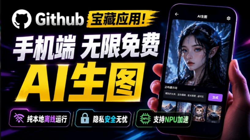 Github宝藏应用！手机端无限免费AI生图，纯本地离线运行，支持NPU加速斩获3.1k stars，local-dream-知创网