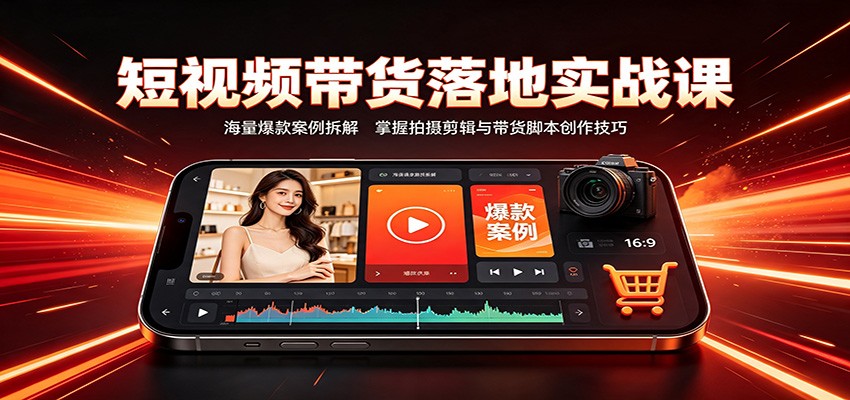 短视频带货落地实战课：海量爆款案例拆解，掌握拍摄剪辑与带货脚本创作技巧-知创网