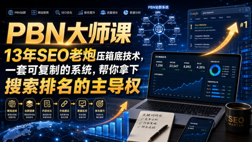 PBN大师课13年SEO老炮压箱底技术，一套可复制的系统，帮你拿下搜索排名的主导权【原创双语字幕】-知创网