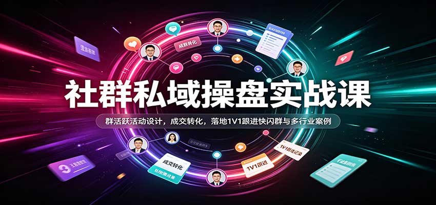 社群私域操盘实战课:群活跃活动设计,成交转化,落地1V1跟进快闪群与多行业案例-知创网