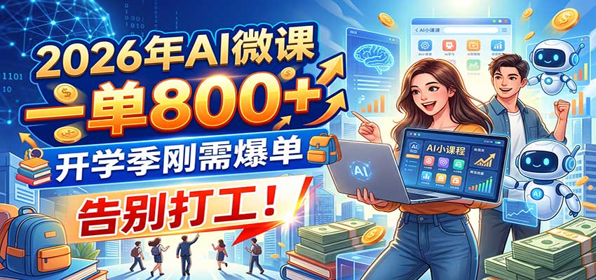 2026年AI微课,一单800+,开学季刚需爆单,告别打工!-知创网