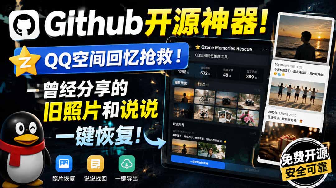 （20181期）Github开源神器！QQ空间回忆抢救！曾经分享的旧照片和说说一键恢复！-知创网