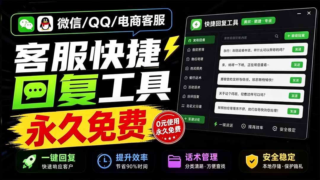 (20420期)微信/QQ/电商客服快捷回复工具,支持多平台话术库与一键发送,永久免费,使用简单!易歪歪-知创网