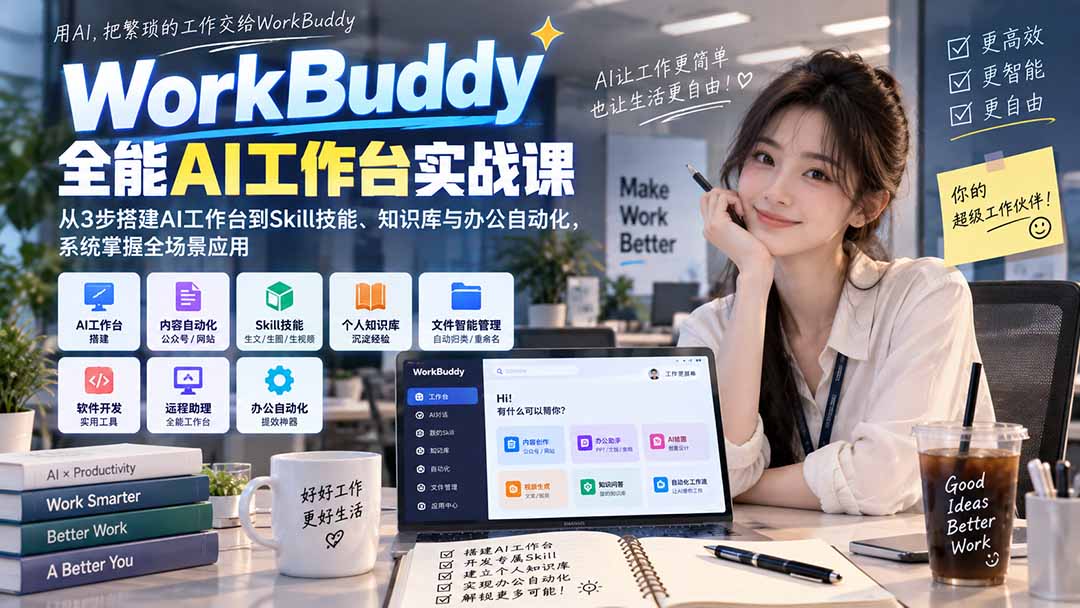 （20403期）WorkBuddy全能AI工作台实战课：从3步搭建AI工作台到Skill技能、知识库与办公自动化，系统掌握全场景应用-知创网