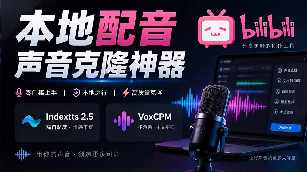 (20727期)GitHub 最新开源宝藏项目!本地配音与声音克隆能力都齐了,支持Indextts 2.5和VoxCPM等模型 yovoice-知创网