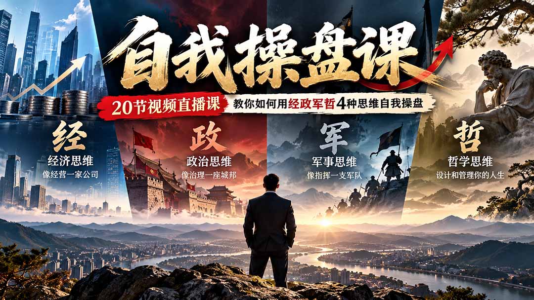 （20626期）【无水印】自我操盘课，20节视频直播课教你如何用经政军哲4种思维自我操盘（更新0924）-知创网