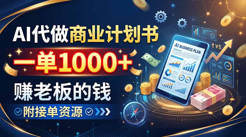 (20303期)AI代做商业计划书,一单1000+,赚老板的钱,附接单资源-知创网