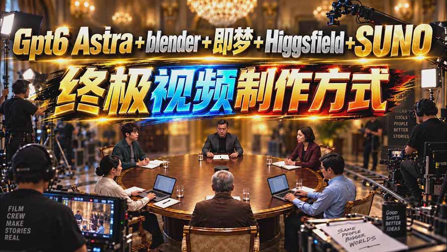 (20588期)GPT-6 Astra+Blender+即梦+Higgsfield+Suno=终极视频制作方式(无水印)-知创网