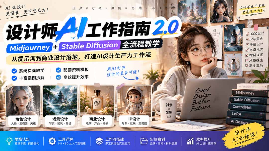 （20562期）《设计师AI工作指南 2.0》-无水印课：从思维落地，解锁 AI 设计生产力-知创网