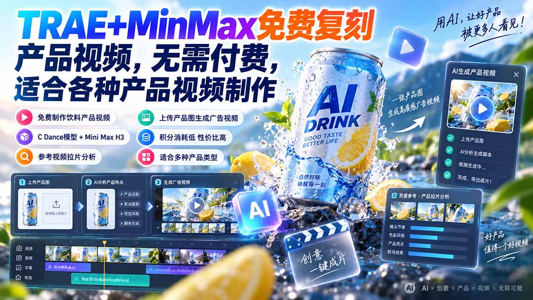 （20362期）TRAE+MinMax免费复刻产品视频，无需付费，适合各种产品视频制作-知创网
