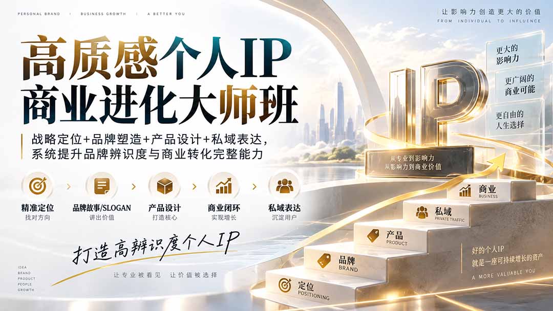 （20324期）高质感个人IP商业进化大师班：战略定位+品牌塑造+产品设计+私域表达，系统提升品牌辨识度与商业转化完整能力-知创网