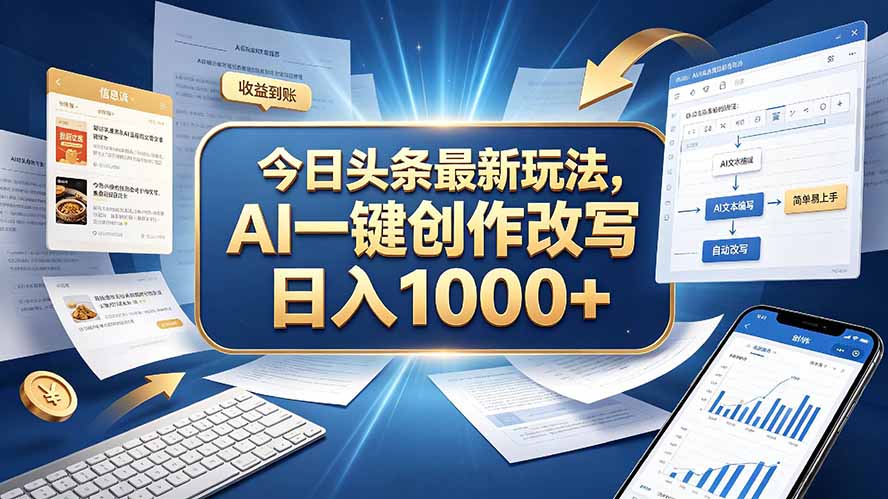 （20566期）今日头条最新玩法，AI 一键创作改写，简单易上手，轻松日入 1000 +-知创网