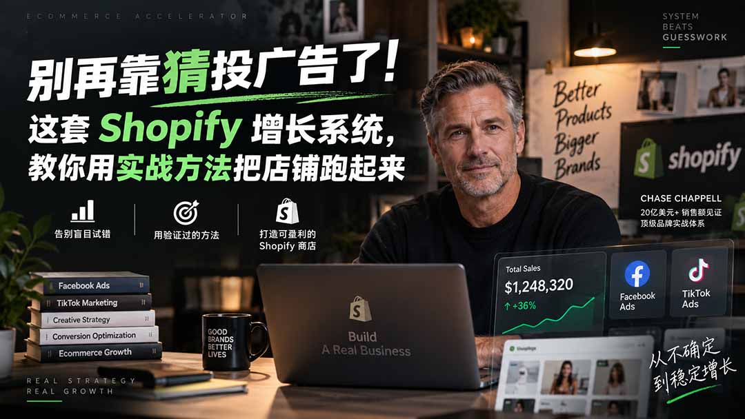 (20367期)别再靠猜投广告了!这套 Shopify 增长系统,教你用实战方法把店铺跑起来【原创双语字幕】-知创网