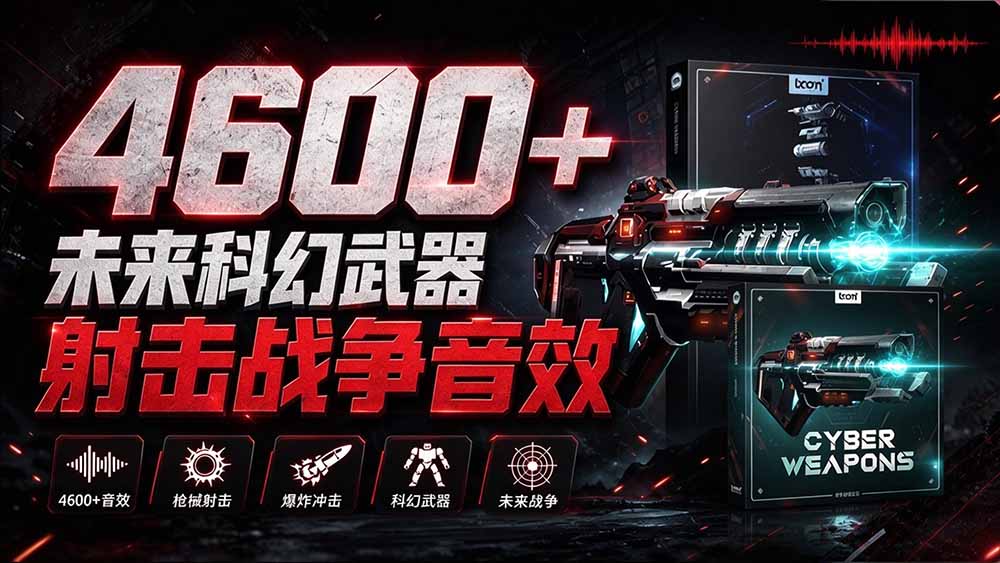 （20696期）顶级音效合集！4600+种未来科幻武器开枪射击战斗音效素材合集，全部中文汉化 Boom Library – Cyber W-知创网