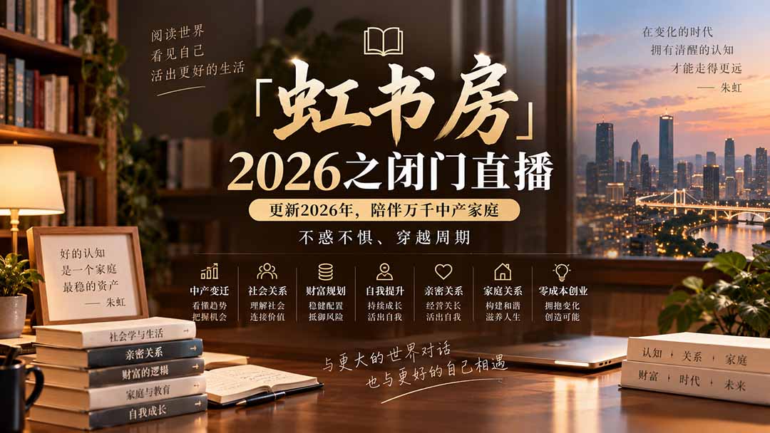 （20448期）「虹书房」2026之闭门直播-更新2026年8月，陪伴万千中产家庭，不惑不惧、穿越周期-知创网