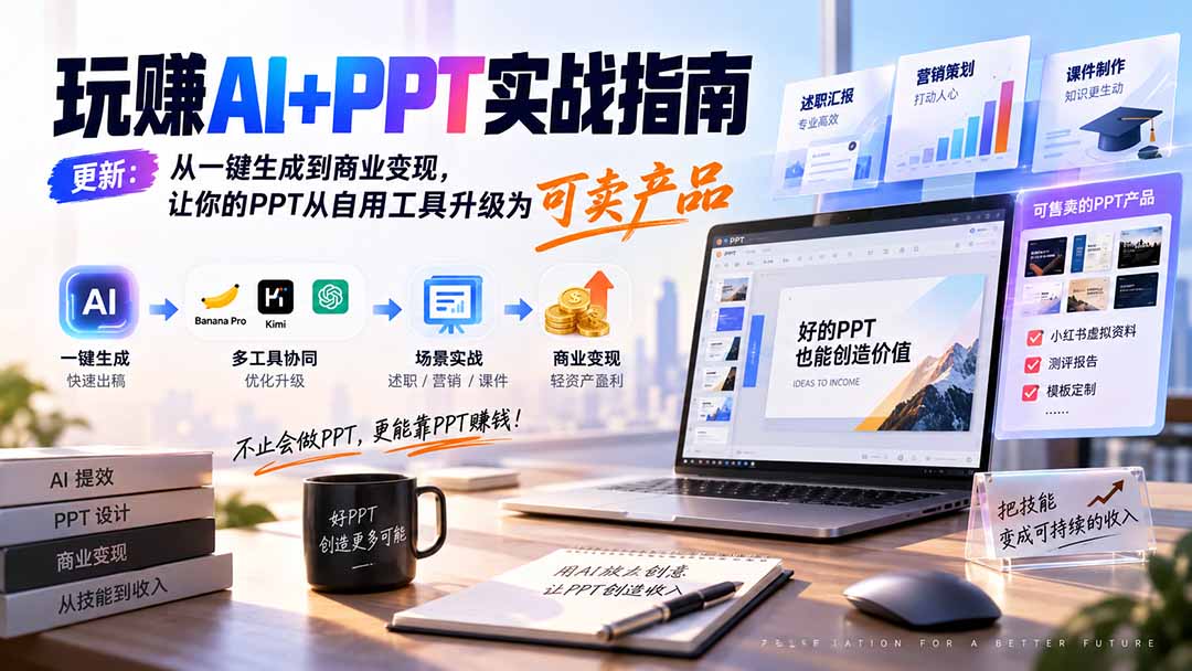 （20247期）玩赚AI+PPT实战指南-更新5月13：从一键生成到商业变现，让你的PPT从自用工具升级为可卖产品-知创网