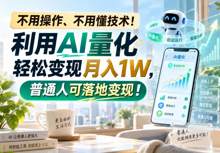 （20429期）利用AI量化轻松变现月入1W，普通人可落地变现，不用操作、不用懂技术！-知创网