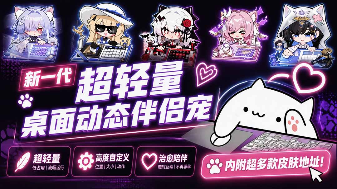 （20293期）开源免费用！新一代超轻量桌面动态伴侣宠，体验更美观，更丝滑，内附超多款皮肤地址，BongoCat-知创网