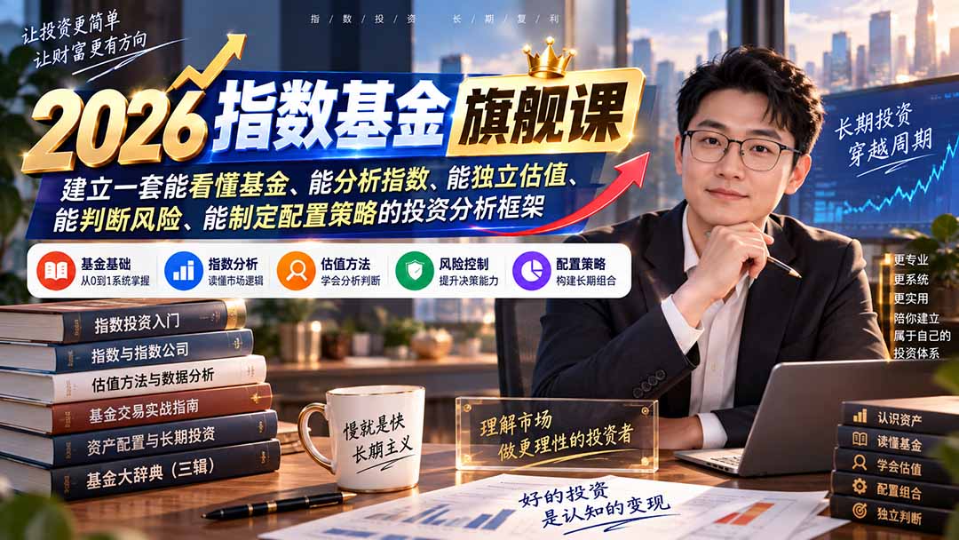 （20298期）2026指数基金旗舰课｜建立一套能看懂基金、能分析指数、能独立估值、能判断风险、能制定配置策略的投资分析框架-知创网