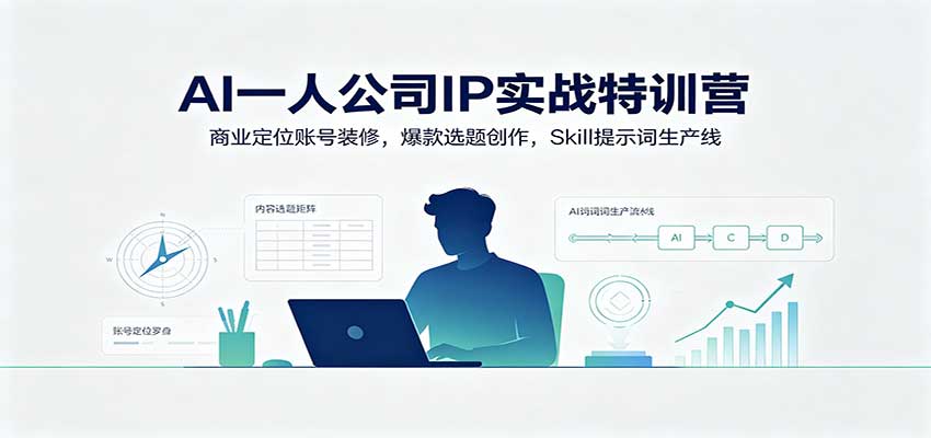 AI一人公司IP实战特训营：商业定位账号装修，爆款选题创作，Skill提示词生产线-知创网