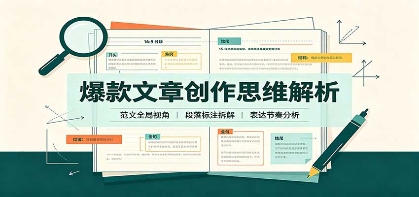 爆款文章创作思维解析：全局视角拆解范文，梳理行文逻辑，搭配真实拆文实操案例-知创网