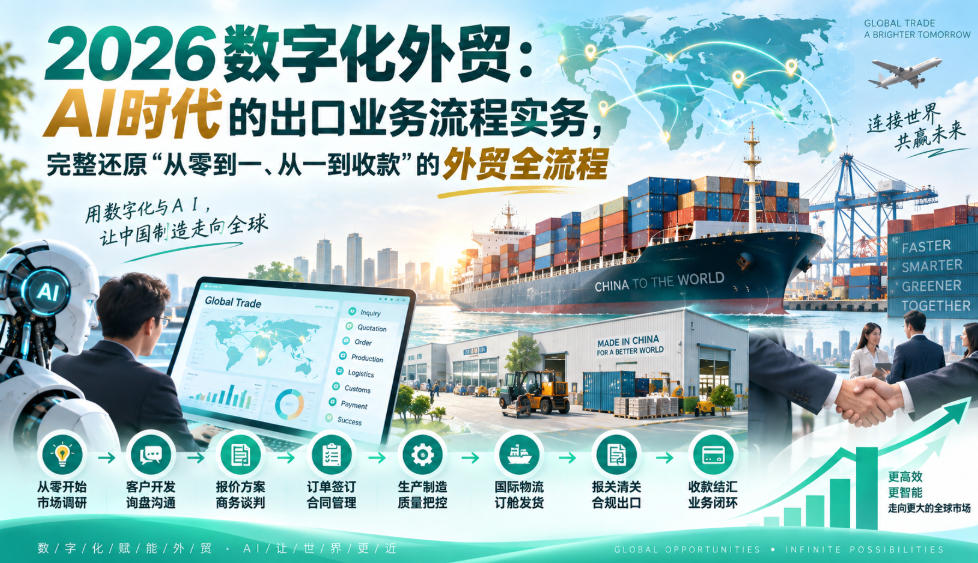 2026数字化外贸：AI时代的出口业务流程实务，完整还原”从零到一、从一到收款”的外贸全流程-知创网