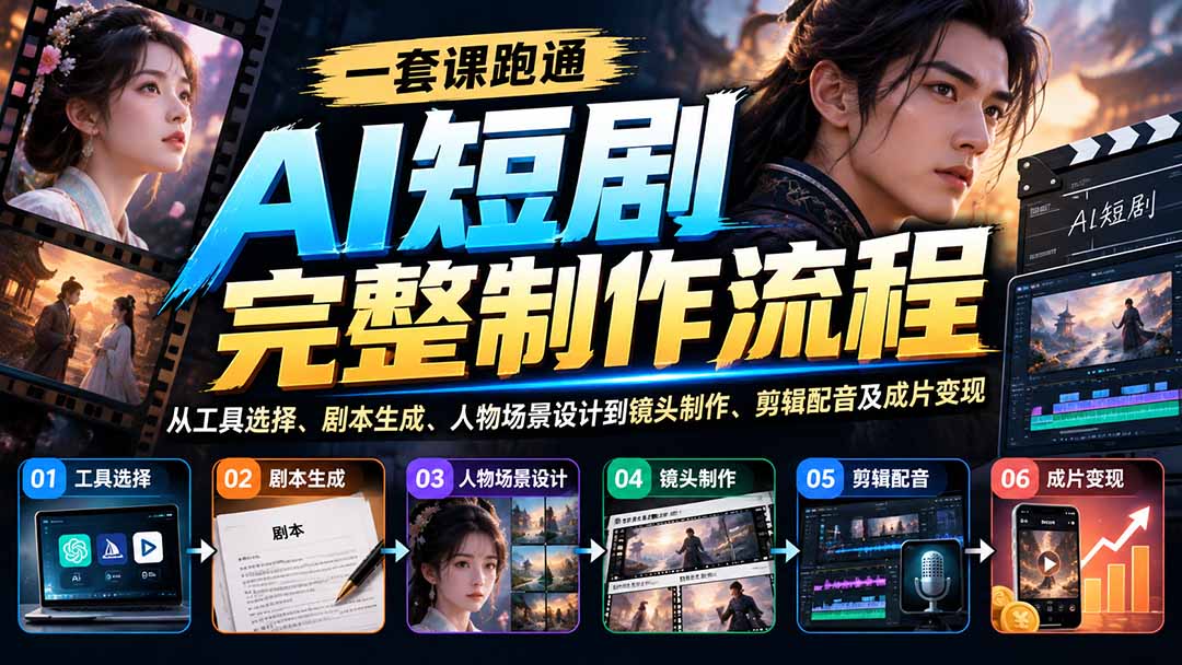 (20742期)一套课跑通AI短剧完整制作流程:从工具选择、剧本生成、人物场景设计到镜头制作、剪辑配音及成片变现-知创网
