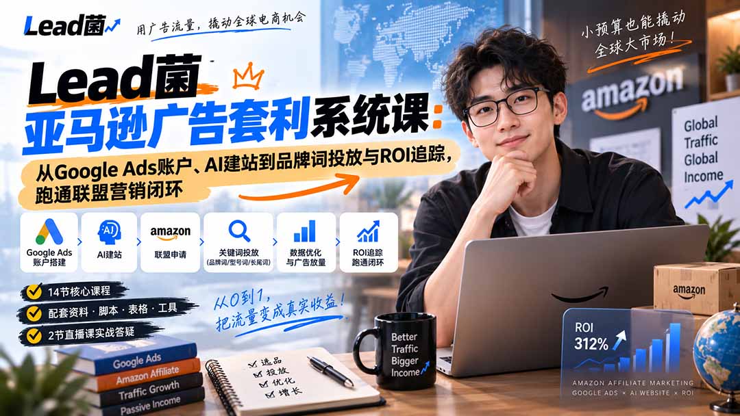 （20396期）Lead菌亚马逊广告套利系统课：从Google Ads账户、AI建站到品牌词投放与ROI追踪，跑通联盟营销闭环-知创网