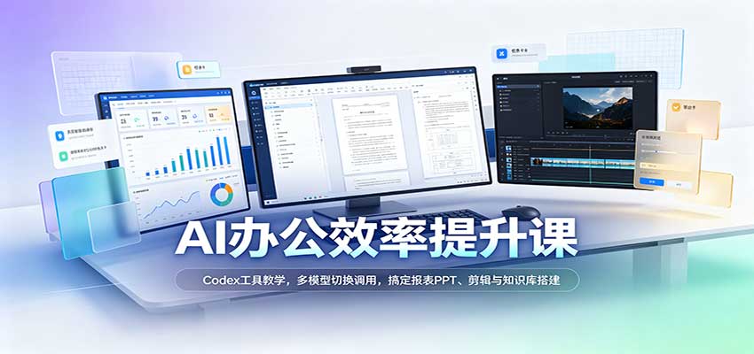 AI办公效率提升课：Codex工具教学，多模型切换调用，搞定报表PPT、剪辑与知识库搭建-知创网